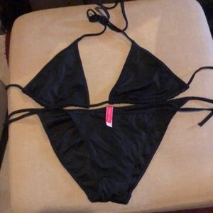Victoria’s Secret black bikini, no pads in top. Size large.